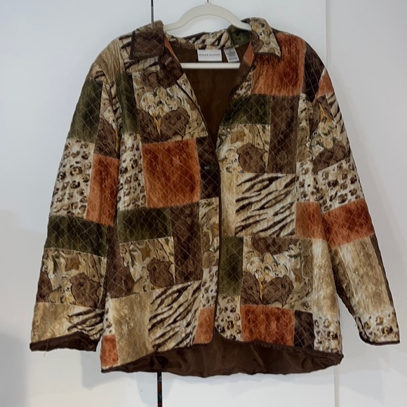 Alfred Dunner Jackets & Blazers - Vtg Alfred Dunner Silk Jacket Womens 2X Quilted Colorblock Animal Print Boho